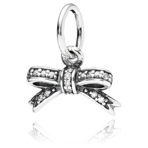 PANDORA Sparkling Bow Pendant Authentic Sterling Silver Clear Zirconia Holiday - Picture 8 of 8